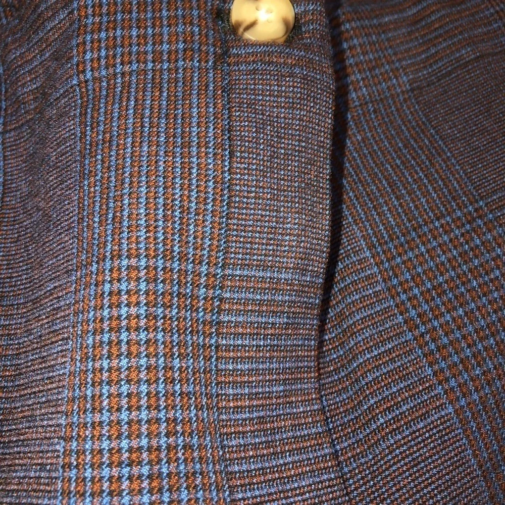 J.JILL SIZE 10 BLUE/BROWN PLAID TROUSERS IN LIKE NEW CONDITION